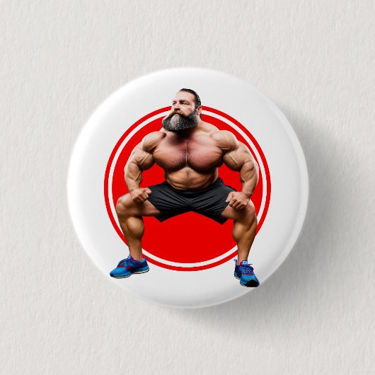 Spierbundel met baard ronde button 3,2 cm (Voorkant)