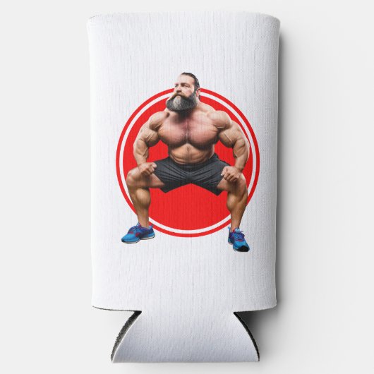 Spierbundel met baard seltzer blikjeskoeler (Voorkant)