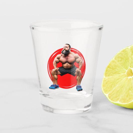 Spierbundel met baard shot glas (Voorkant)