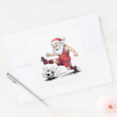 Spierbundel Voetbal Kerstman Trapper Bal Vierkante Sticker (Envelop)