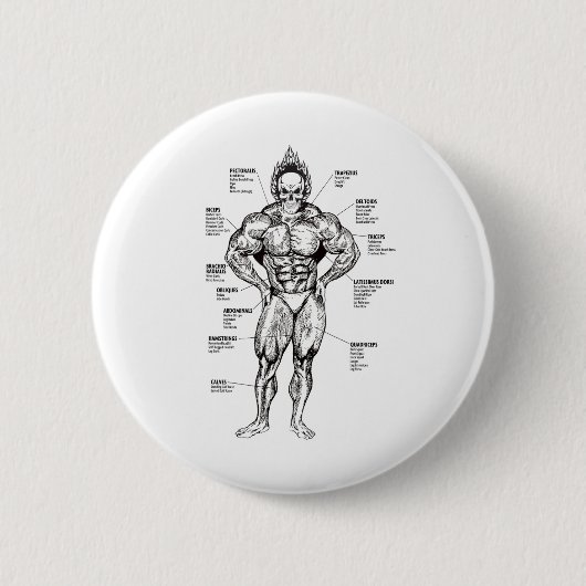 Spierdiagram en Oefengids - Bodybuilding Mot Ronde Button 5,7 Cm (Voorkant)