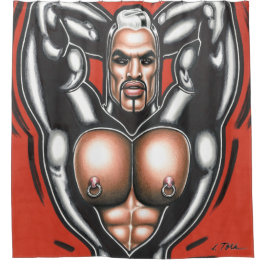 Spieren in Rubber Douchegordijn