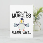 Spieren installeren even wachten aub Funny Penguin Kaart (Staand voorkant)