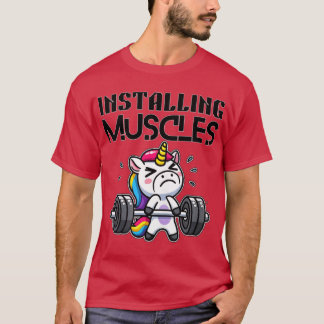 Spieren installeren Funny Unicorn Lifting Design v T-shirt