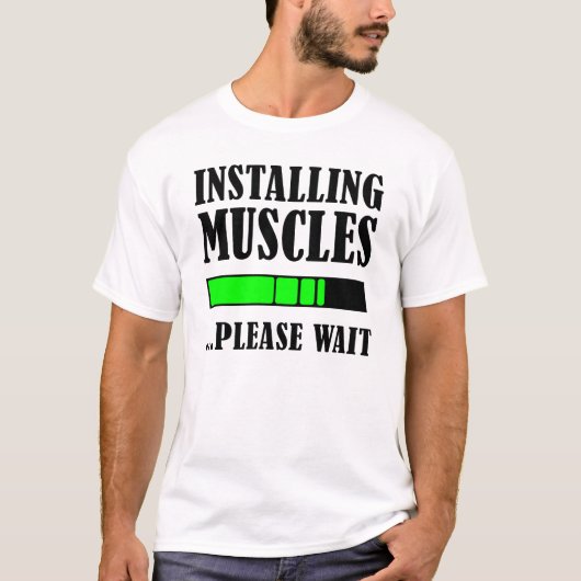 Spieren installeren graag gewicht grappig shirt (Voorkant)