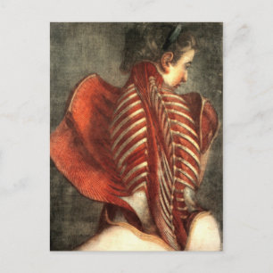 Spieren op de achterkant in een vrouw briefkaart