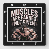 Spieren verdiend niet gegeven gym vierkante klok (Voorkant)