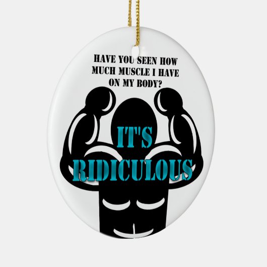 spieren zo sterk als belachelijk grappig keramisch ornament (Rechts)