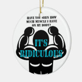 spieren zo sterk als belachelijk grappig keramisch ornament (Links)