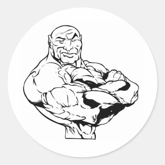 SPIERGEBONDEN BODYBUILDING LOGO RONDE STICKER (Voorkant)