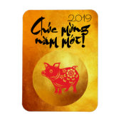 Spierjaar 2019: Groet in Vietnamees Gold Magnet Magneet (Verticaal)