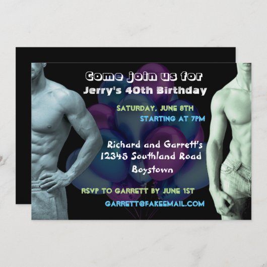Spierjongens Aangepaste uitnodiging (Voorkant / Achterkant)