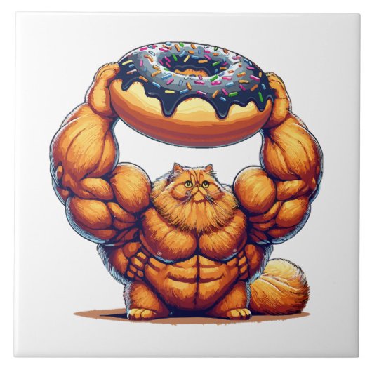 Spierkat die Donut optilt Tegeltje (Voorkant)