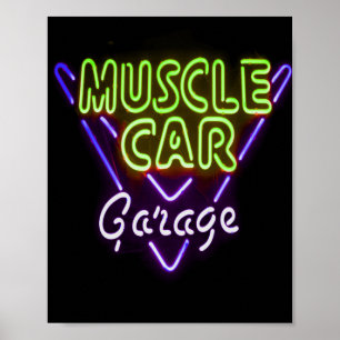 Spierkraag Neon Sign Blauw Groen Poster