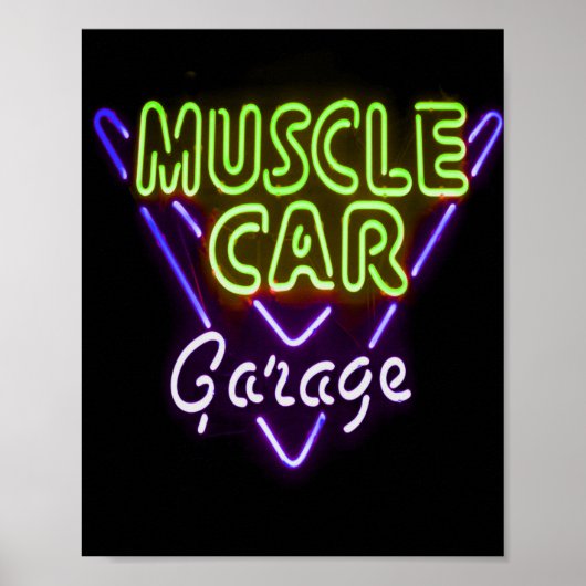 Spierkraag Neon Sign Blauw Groen Poster (Voorkant)