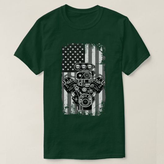  spierkraan Amerikaanse vlag Funny Mech T-shirt (Design voorkant)