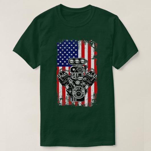  spierkraan Amerikaanse vlag Funny Mech T-shirt (Design voorkant)