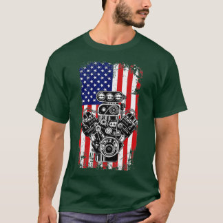  spierkraan Amerikaanse vlag Funny Mech T-shirt
