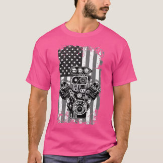  spierkraan Amerikaanse vlag Funny Mech T-shirt