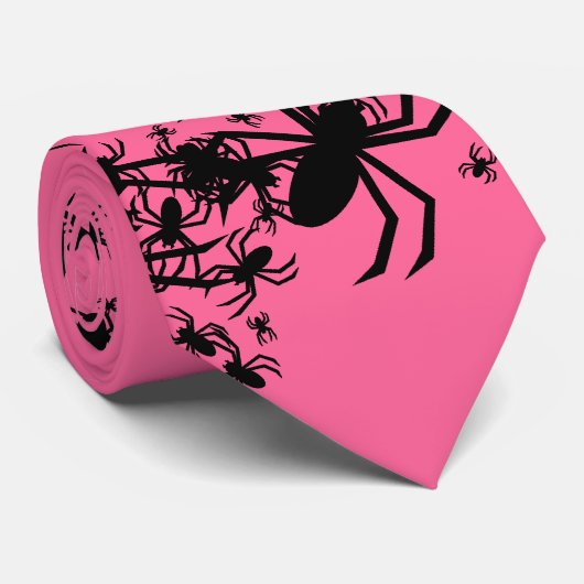 Spiers Stropdas, zwart op roze Stropdas (Opgerold)