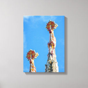 Spiers van La Sagrada Familia in Barcelona, Spanje Canvas Afdruk