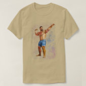 Spierspier Pappie in Jeans Shorts Power Pose Spac T-shirt (Design voorkant)