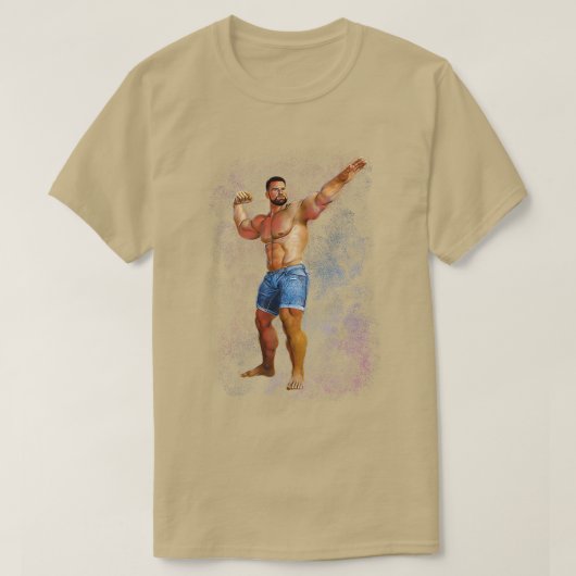 Spierspier Pappie in Jeans Shorts Power Pose Spac T-shirt (Design voorkant)