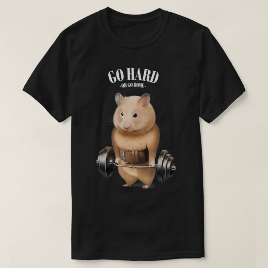 Spiertraining voor hamsters met Barbell Shrug Bar, T-shirt (Design voorkant)