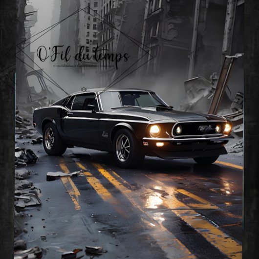 Spierwagen Post-Apocalyptische stadsgezicht Decoup Tissuepapier