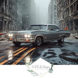 Spierwagen Post-Apocalyptische stadsgezicht Decoup Tissuepapier