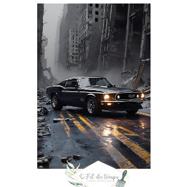 Spierwagen Post-Apocalyptische stadsgezicht Decoup Tissuepapier