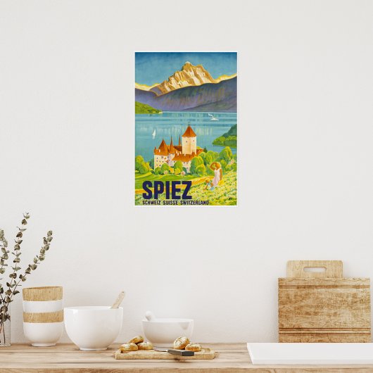 Spiez, Zwitserland,Reisposter Poster (Keuken)