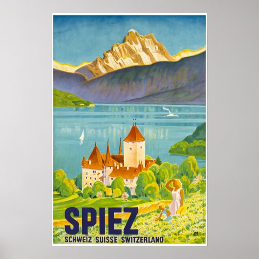 Spiez, Zwitserland,Reisposter Poster (Voorkant)