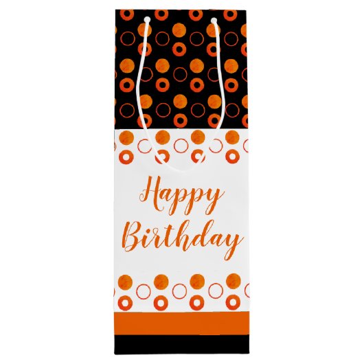 Spiffy fleszak met polka-dot in Sinaasappel Wijn Cadeautas (Achterkant)