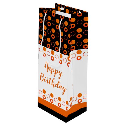 Spiffy fleszak met polka-dot in Sinaasappel Wijn Cadeautas (Voorkant Gekanteld)