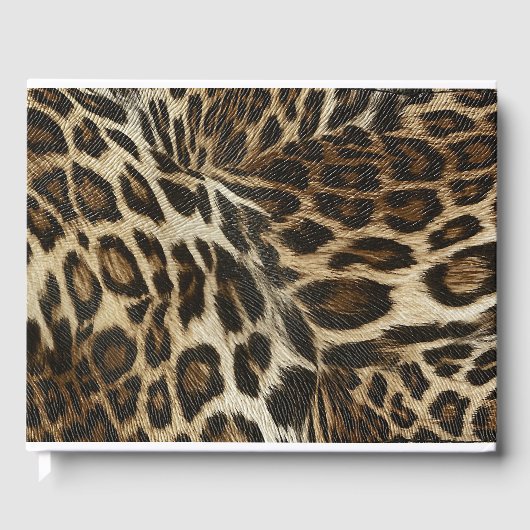 Spiffy Leopard Spots Leather Grain look Gastenboek (Voorkant)