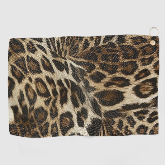 Spiffy Leopard Spots Leather Grain look Golfhanddoek (Horizontaal)
