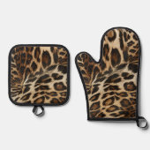 Spiffy Leopard Spots Leather Grain look Ovenwant & Pannenlap Set (Voorkant)