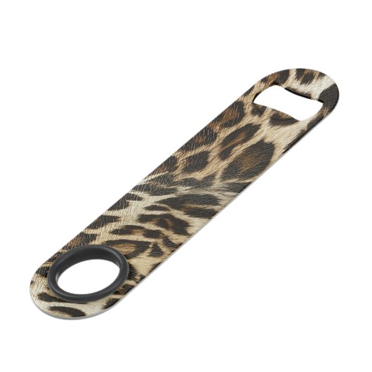 Spiffy Leopard Spots Leather Grain look Speed Flessenopener (Achterkant Gekanteld)