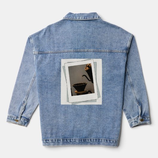 Spijkerjack met theebladmotief denim jacket (Achterkant)
