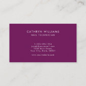 Spijkers Paarse Dierenprint Nageltechnicus Visitekaartje (Achterkant)