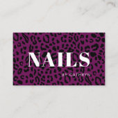 Spijkers Paarse Dierenprint Nageltechnicus Visitekaartje (Voorkant)