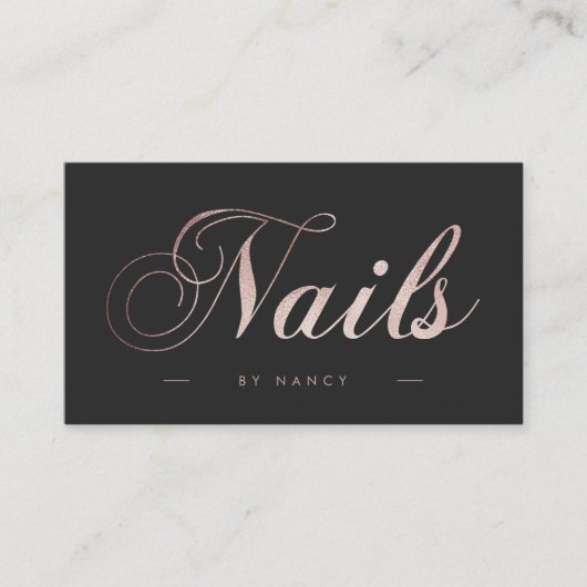 Spijkers Script Kalligrafie Roos Gouden Glitter Visitekaartje (Voorkant)