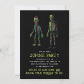 Spijtig groen, zwart zombie feest. Halloween Kaart (Voorkant)