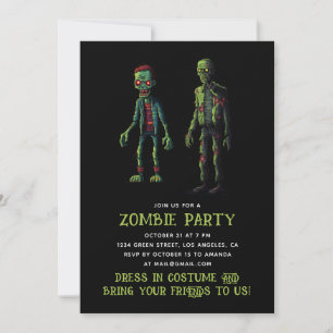 Spijtig groen, zwart zombie feest. Halloween Kaart