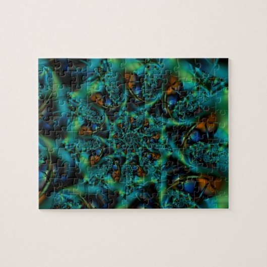 Spike | Blauwe en groene fractale kunst Legpuzzel (Horizontaal)