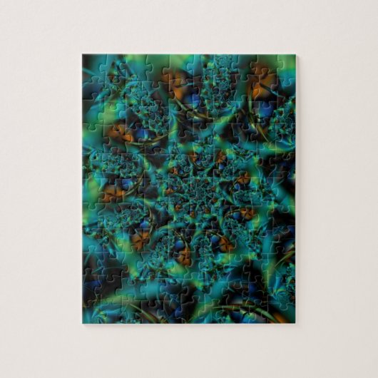Spike | Blauwe en groene fractale kunst Legpuzzel (Verticaal)