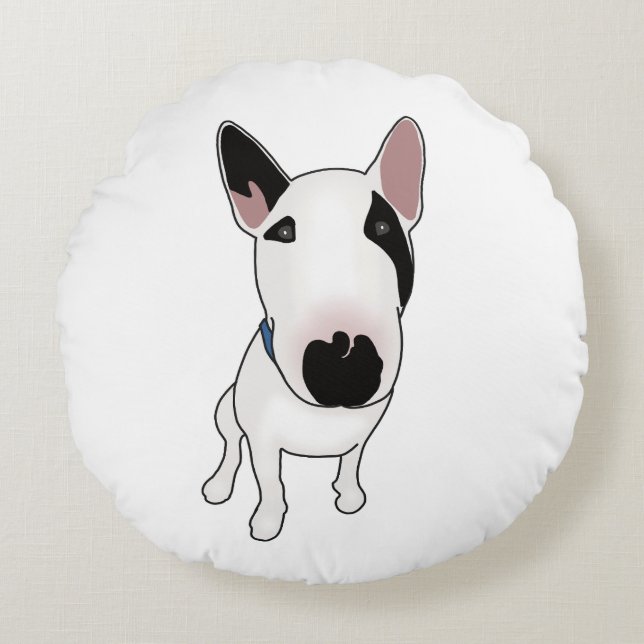 Spike de Engelse Bull Terrier Rond Kussen (Voorkant)