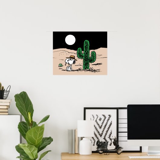 Spike in een Moonlit woestijn Poster (Thuiskantoor)