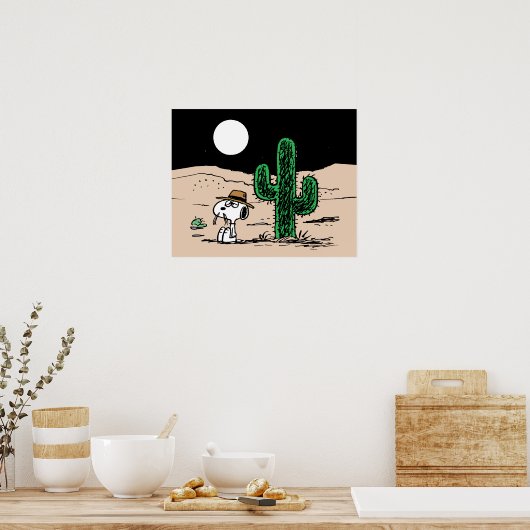 Spike in een Moonlit woestijn Poster (Keuken)